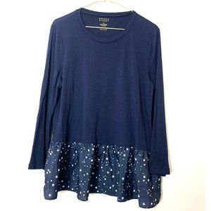 NWOT Navy Blue Kate Spade Broome Street Star Peplum Top